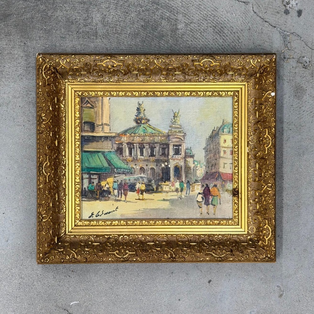 Vintage Oil Painting Repro Cafe de la Paix Paris Opera House Antoine Blanchard
